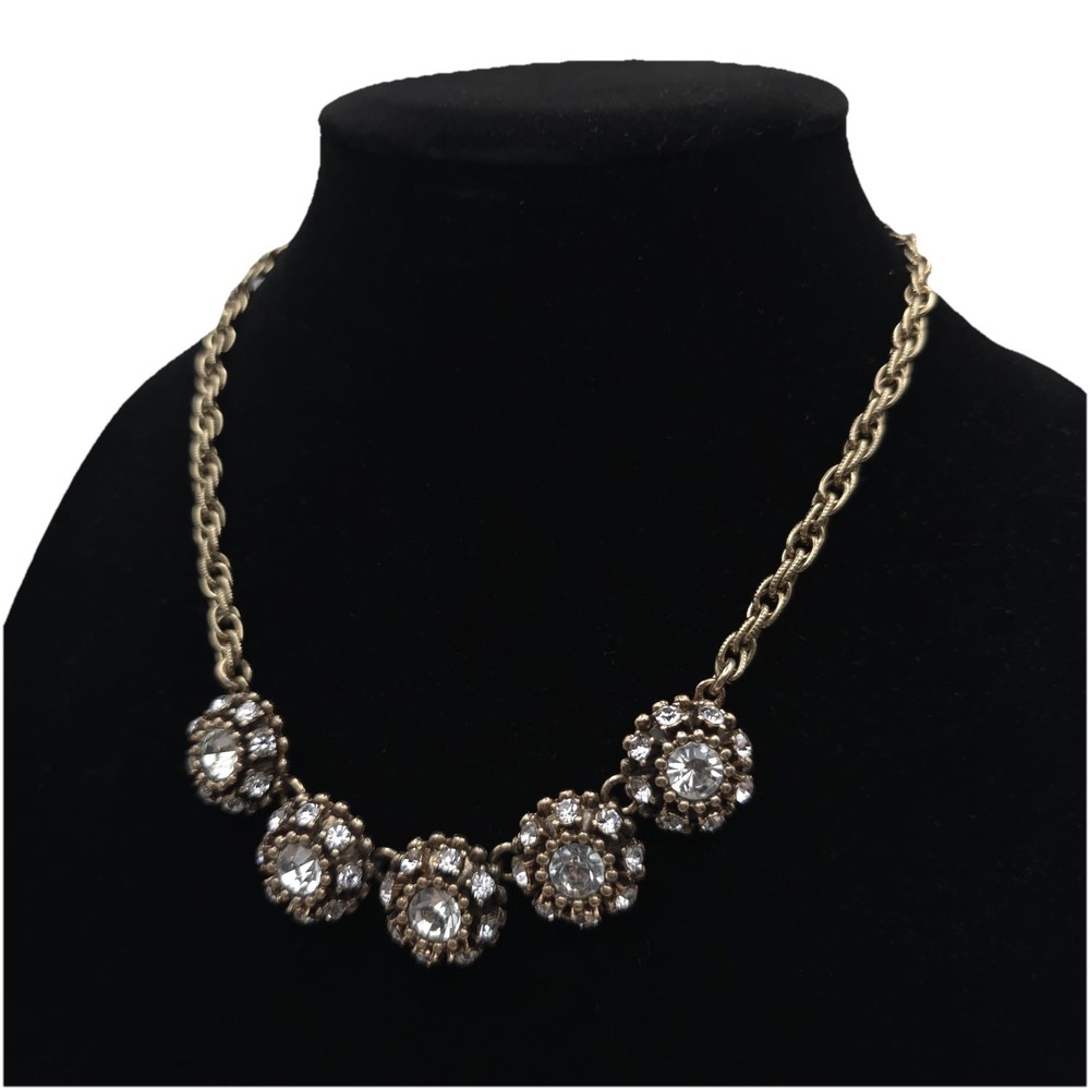 BANANA REPUBLIC BR Gold Tone‎ Multi Stone Rhinestone Necklace Statement